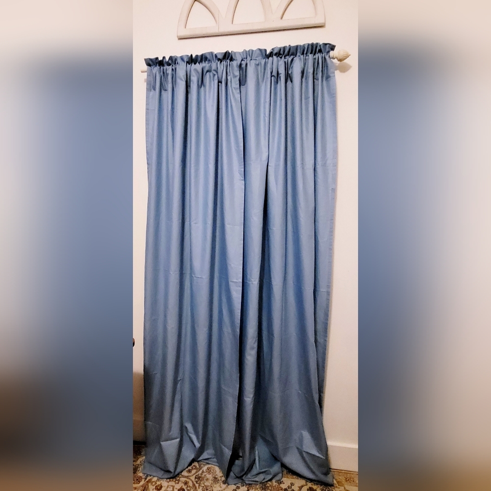 Blue Set of JC Penney Curtain Panels With Tiebacks